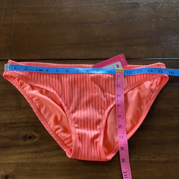 Ribbed Hipster Cheeky Bikini Bottom -Coral - Picture 3 of 8